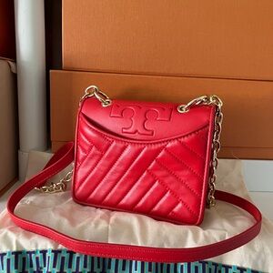 Red Quilted Chain Shoulder Bag